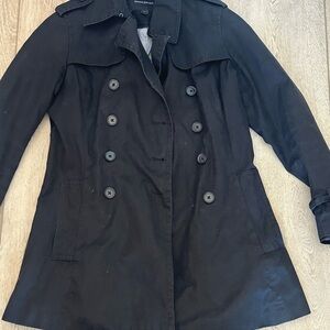 Banana Republic Black Double-Breasted Trench Coat